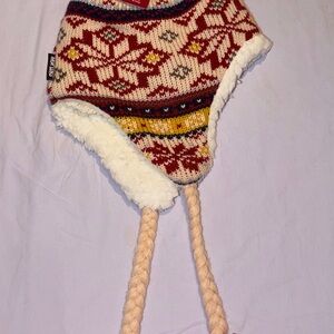 MUK LUKS Women’s Knit Trapper Hat Sherpa Lining & Poms